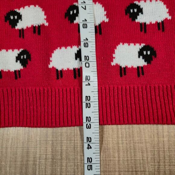 Cupcake Womens Black Sheep Sweater Size XL Red Novelty Cottagecore Farm Preppy - Picture 5 of 6